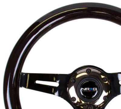 NRG Classic Wood Grain Steering Wheel (310mm) Black w/Black Chrome 3-Spoke Center for performance car parts