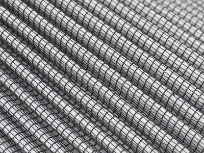Close-up of mesh fabric with grid pattern.
