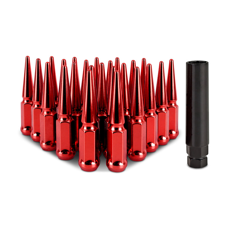 Mishimoto Mishimoto Steel Spiked Lug Nuts M12 x 1.5 24pc Set Red - DTX Performance