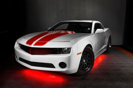 Oracle Universal Dynamic LED Underbody Kit - ColorSHIFT - Dynamic on sports car, enhancing its appeal with vibrant red glow.