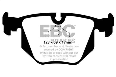 EBC 94-99 BMW M5 3.8 (E34) Redstuff Rear Brake Pads for high performance braking and low dust. DTX Performance auto parts shop.
