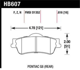 Hawk 08-09 Pontiac G8 3.6 Base/6.0 HPS Street Rear Brake Pads