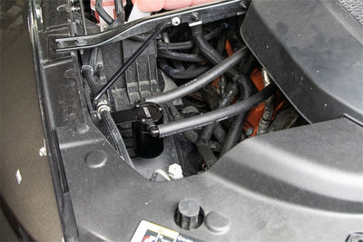 Corsa 2021-2024 Dodge Ram TRX Crew Cab Aluminum Oil Catch Can w/Mounting Bracket installed in engine