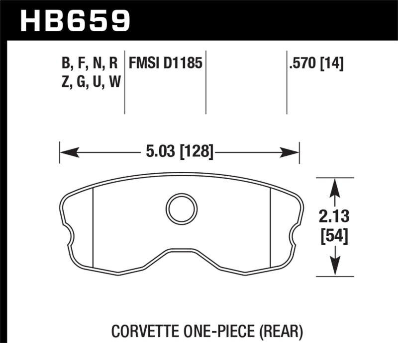 Hawk 06-13 Chevrolet Corvette Z06 DTC-30 Race Rear Brake Pads (One Piece) - DTX Performance