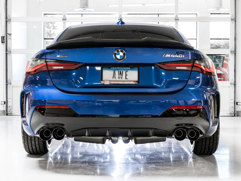 AWE Tuning 2019+ BMW M340i (G20) Non-Resonated Touring Edition Exhaust - Quad Diamond Black Tips - DTX Performance