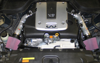 K&N 07-08 G35 Dual Silver Typhoon Short Ram Intakes for high performance car parts by DTX Performance, veteran owned shop.