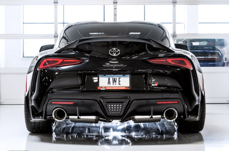 AWE 2020 Toyota Supra A90 Non-Resonated Touring Edition Exhaust - 5in Chrome Silver Tips - DTX Performance