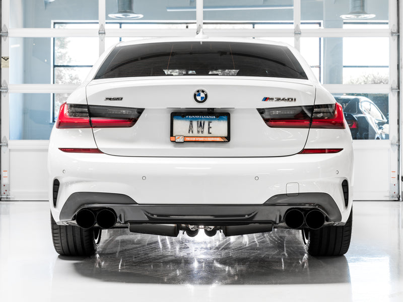 AWE Tuning 2019+ BMW M340i (G20) Resonated Touring Edition Exhaust - Quad Diamond Black Tips - DTX Performance