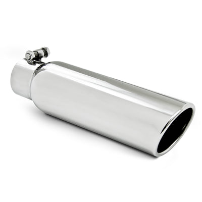 MBRP Universal Tip 3.5in OD 2.5in Inlet 12in L Angled Cut Rolled End Clampless No-Weld T304 performance car part