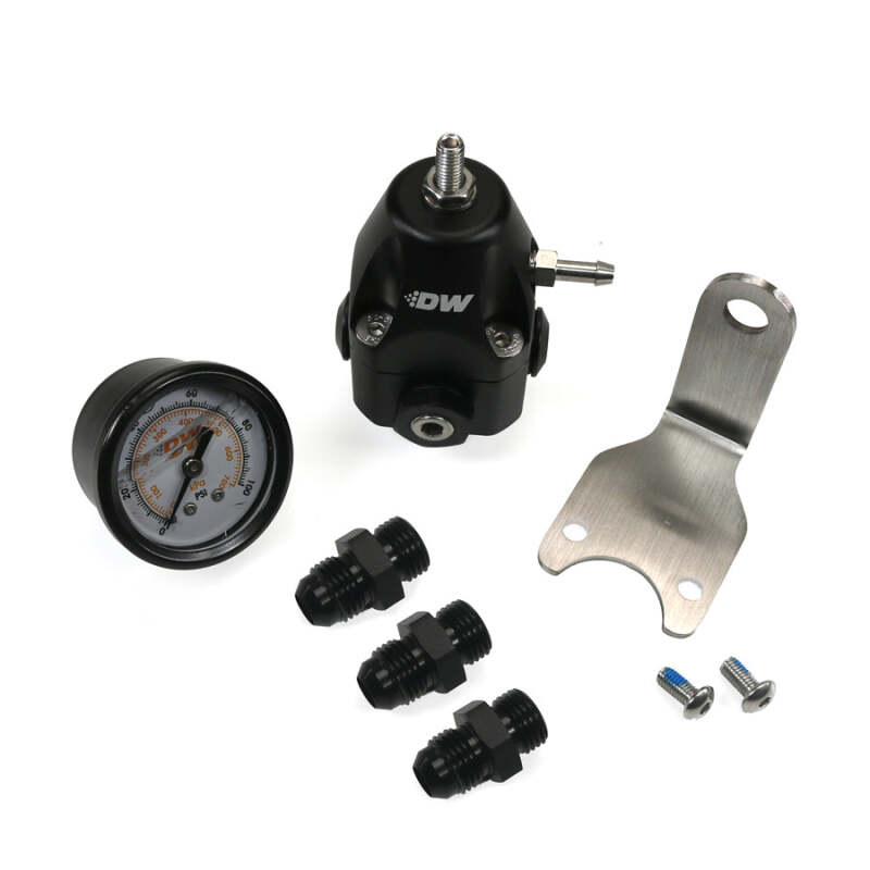 DeatschWerks DWR1000C AFPR + Pressure Gauge + 6AN Fittings - Anodized Black - DTX Performance