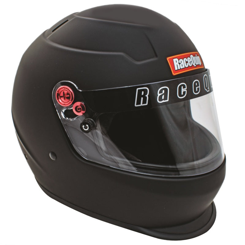 Racequip Flat Black PRO20 SA2020 Medium helmet for performance car tuning by DTX Performance, ideal for racing suspension upgrades.