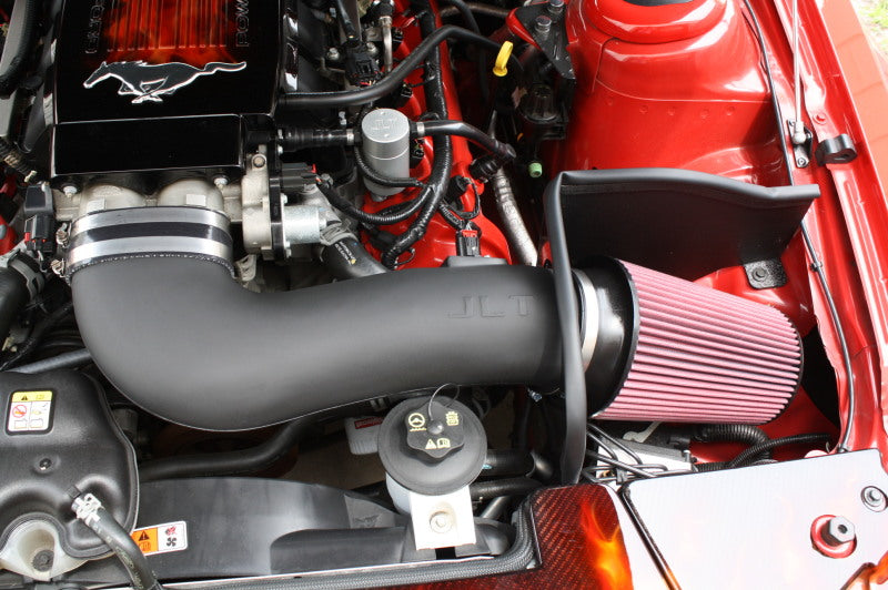 JLT 05-09 Ford Mustang GT Series 3 Black Textured Cold Air Intake Kit w/Red Filter - Tune Req, performance car parts