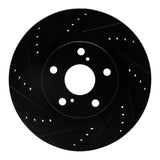 R1 22-23 Genesis G70 Front Left Drilled & Slotted Black Brake Rotor