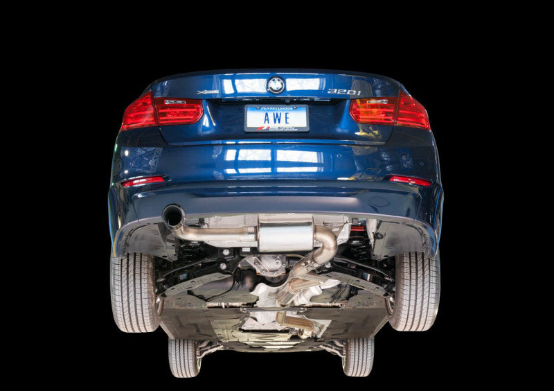 AWE Tuning BMW F30 320i Touring Exhaust w/Performance Mid Pipe - Chrome Silver Tip (90mm) - DTX Performance