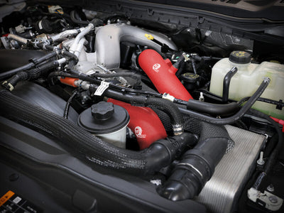 aFe 23-25 Ford F250/F350 Super Duty V8-6.7L BladeRunner Aluminum Hot & Cold Charge Pipe Kit - Red, performance car parts