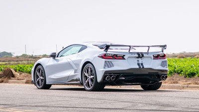 Borla 2020 Chevrolet Corvette C8 6.2L ATAK 3in Exhaust System rear view on open road