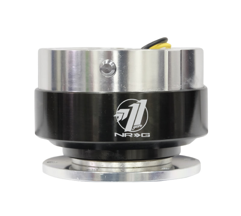 NRG Quick Release Gen 1.5 - Silver Body / Black Chrome Ring for performance cars, available at DTX Performance, racing suspension compatible.