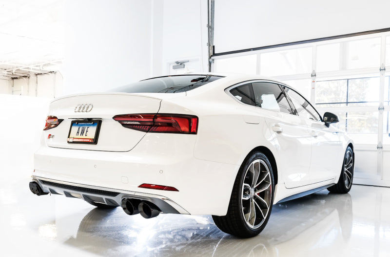 AWE Tuning Audi B9 S4 Track Edition Exhaust - Non-Resonated (Black 102mm Tips) - DTX Performance