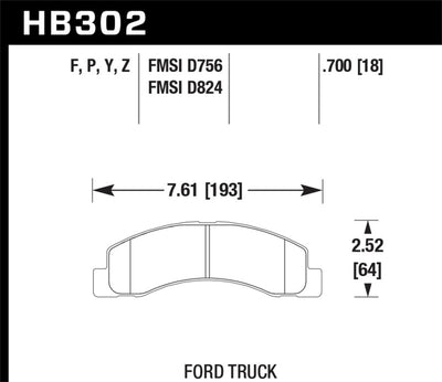 Hawk Super Duty Street Brake Pads diagram for performance car parts at DTX Performance.