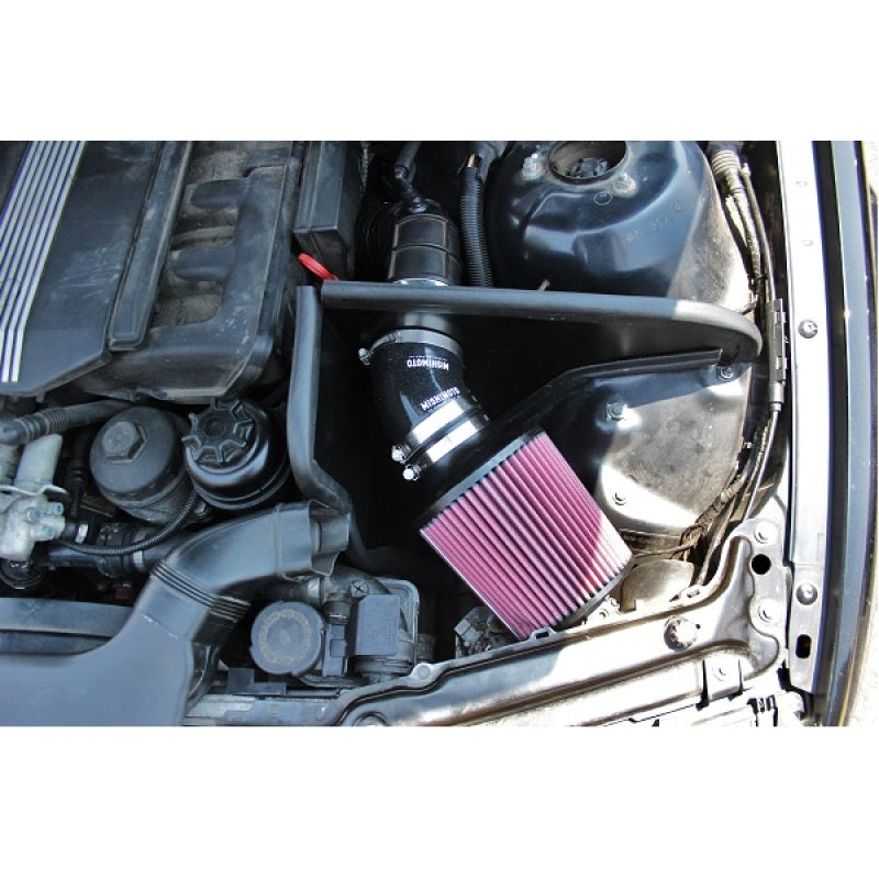 Mishimoto 99-05 BMW E46 323i/325i/328i Performance Cold Air Intake Kit - Black installed under car hood