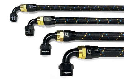 GReddy AN10 90 Degree Swivel Hose End - Black/Gold Anodized