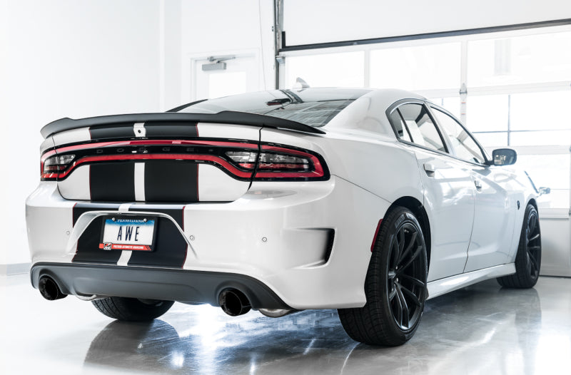 AWE Tuning 2015+ Dodge Charger 6.4L/6.2L Non-Resonated Touring Edition Exhaust - Diamond Blk Tips - DTX Performance