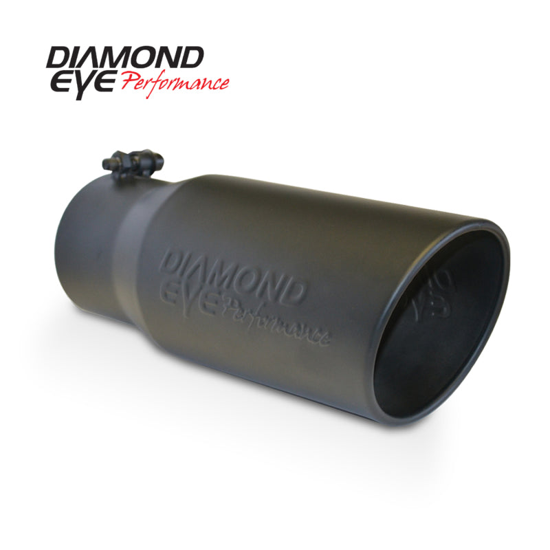 Diamond Eye TIP 5in-6inX12in BOLT-ON ROLLED ANGLE 15 ANGLE CUT DIAMOND EYE BLACK POWDERCOAT - DTX Performance