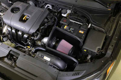 K&N 19-20 Hyundai Veloster L4-2.0L F/I Typhoon Performance Air Intake System in engine bay, performance car parts view