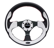 Load image into Gallery viewer, NRG Reinforced Steering Wheel (320mm) Blk w/White Trim &amp; 4mm 3-Spoke, performance car parts by DTX Performance