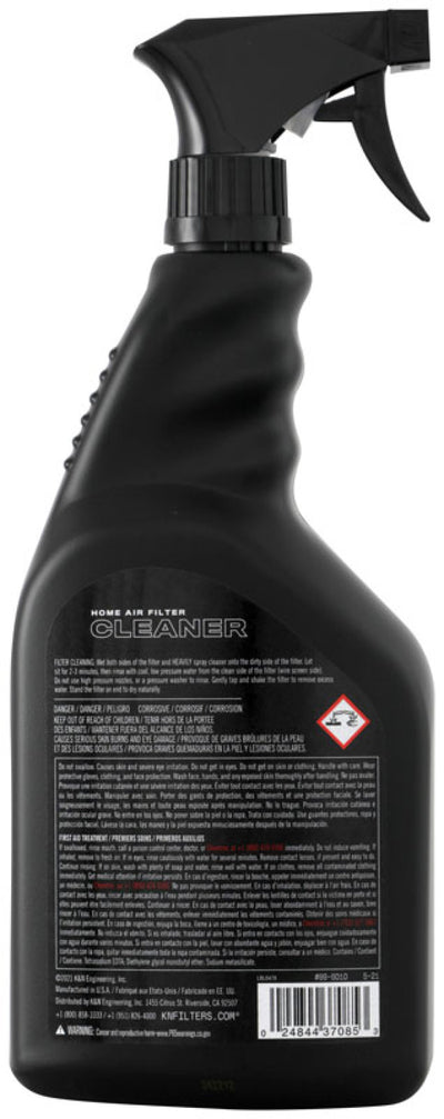 Back view of K&N HVAC Filter Cleaner bottle.