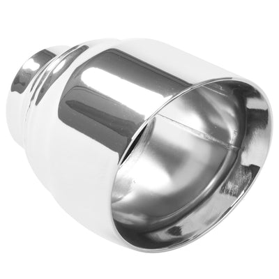 MagnaFlow Tip Stainless Double Wall Round Single Outlet Polished 4.5in DIA 2.5in Inlet 5.75in Length for performance upgrades