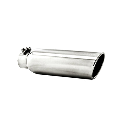 MBRP Universal Tip 3.5in OD 2.25in Inlet 12in L Angled Cut Rolled End Clampless No-Weld T304 stainless exhaust tip
