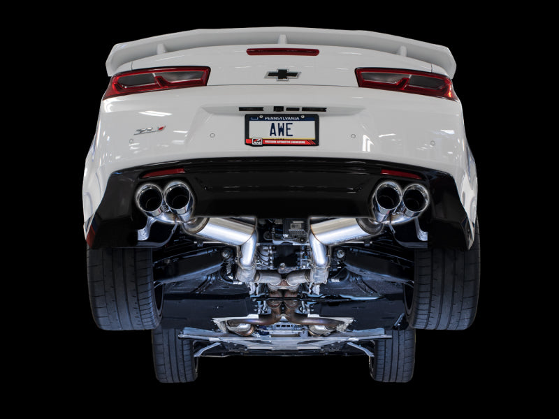 AWE Tuning 16-19 Chevrolet Camaro SS Axle-back Exhaust - Touring Edition (Quad Chrome Silver Tips) - DTX Performance