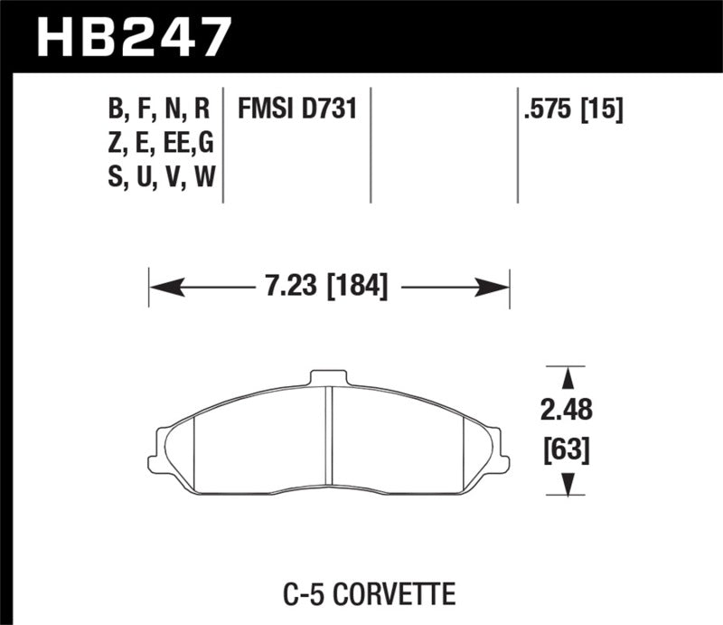 Hawk 2008-2009 Cadillac XLR Platinum HPS 5.0 Front Brake Pads - DTX Performance