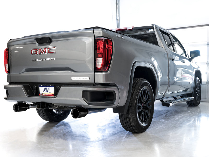 AWE Tuning 4th Gen GM 1500 5.3L 0FG Catback Split Rear Exit (Flat Bumper) - Dual Diamond Tips - DTX Performance