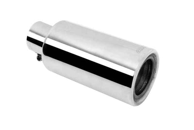 Gibson Rolled Edge Angle-Cut Muffler Quiet Tip - 4in OD/2.25in Inlet/12in Length - Stainless for high performance cars