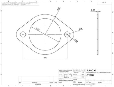 Turbo XS 2-Bolt High Temperature Exhaust Gasket 76mm/3in ID (Single) blueprint