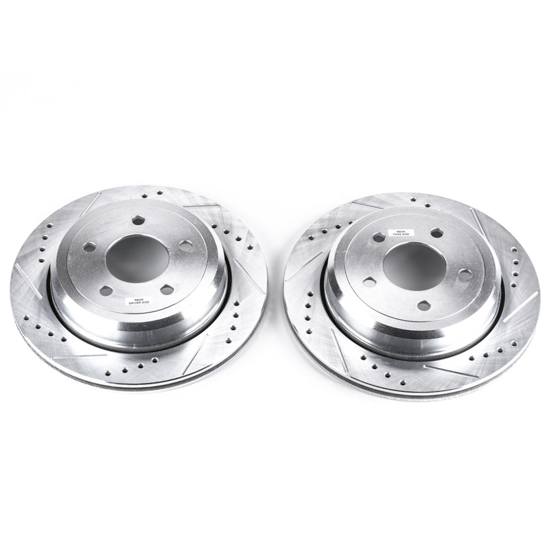 Power Stop 03-11 Ford Crown Victoria Rear Evolution Drilled & Slotted Rotors - Pair - DTX Performance