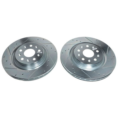 Power Stop 20-21 Chevrolet Corvette Rear Evolution Drilled & Slotted Rotor - Pair for high performance brakes and upgrades.
