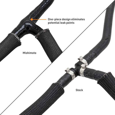Mishimoto 20-24 Ford 6.7L Powerstroke Coolant Overflow Hose vs. Stock Hose Comparison