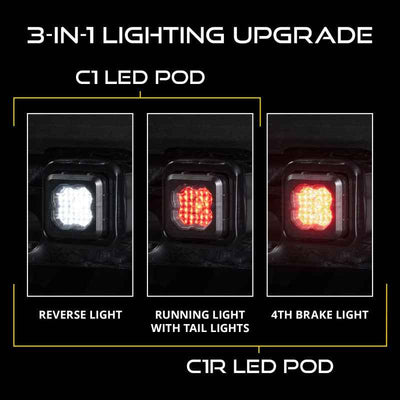 Diode Dynamics 21-23 F-150 Hitch Mount LED Pod Reverse Kit C1R with high-power reverse light and red accent light