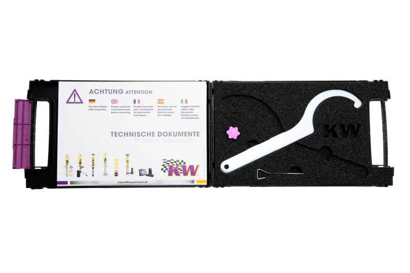 KW Coilover Kit V1 Fiat 500 500C (312) *US MODEL ONLY* by DTX Performance, featuring high-quality suspension tuning parts and documentation.