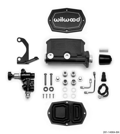 Wilwood Compact Tandem M/C - 1.12in Bore - w/Bracket and Valve - Black, performance upgrades, DTX Performance, high performance brakes