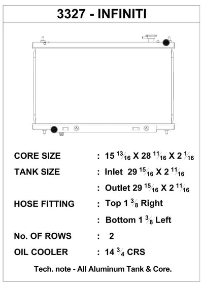 CSF 03-07 Infiniti G35 Radiator specs