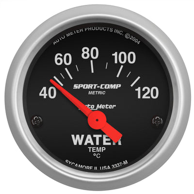 Autometer Sport-Comp 52mm 40-120 Degree Short Sweep Electronic Water Temperature Gauge for performance car parts by DTX Performance.