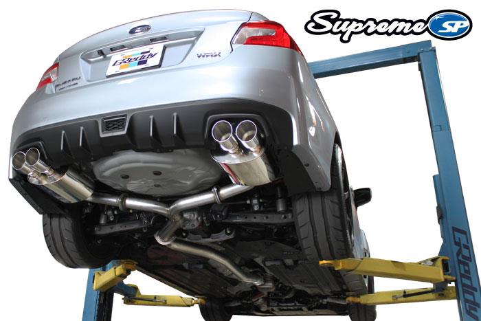GReddy 2015 Subaru STI/WRX Sedan Supreme SP Exhaust performance car part on lift