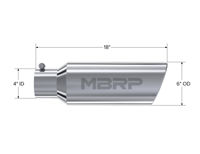 MBRP Universal Tip 6in OD Rolled End 4in Inlet 18in Length T304 for performance car parts by DTX Performance