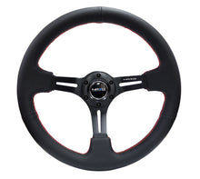 Load image into Gallery viewer, NRG Reinforced Steering Wheel (350mm / 3in. Deep) Black Leather/Red Stitch &amp; Blk 3-Spoke w/Slits for performance car parts.