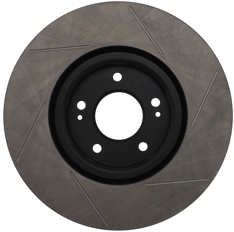 StopTech Power Slot 03-06 Evo 8 & 9 Slotted Right Front Rotor - High performance brakes for improved car performance from DTX Performance