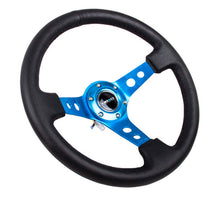 Load image into Gallery viewer, NRG Reinforced Steering Wheel (350mm/3in. Deep) White Leather w/Blk Spoke/Round Holes/White Stripes